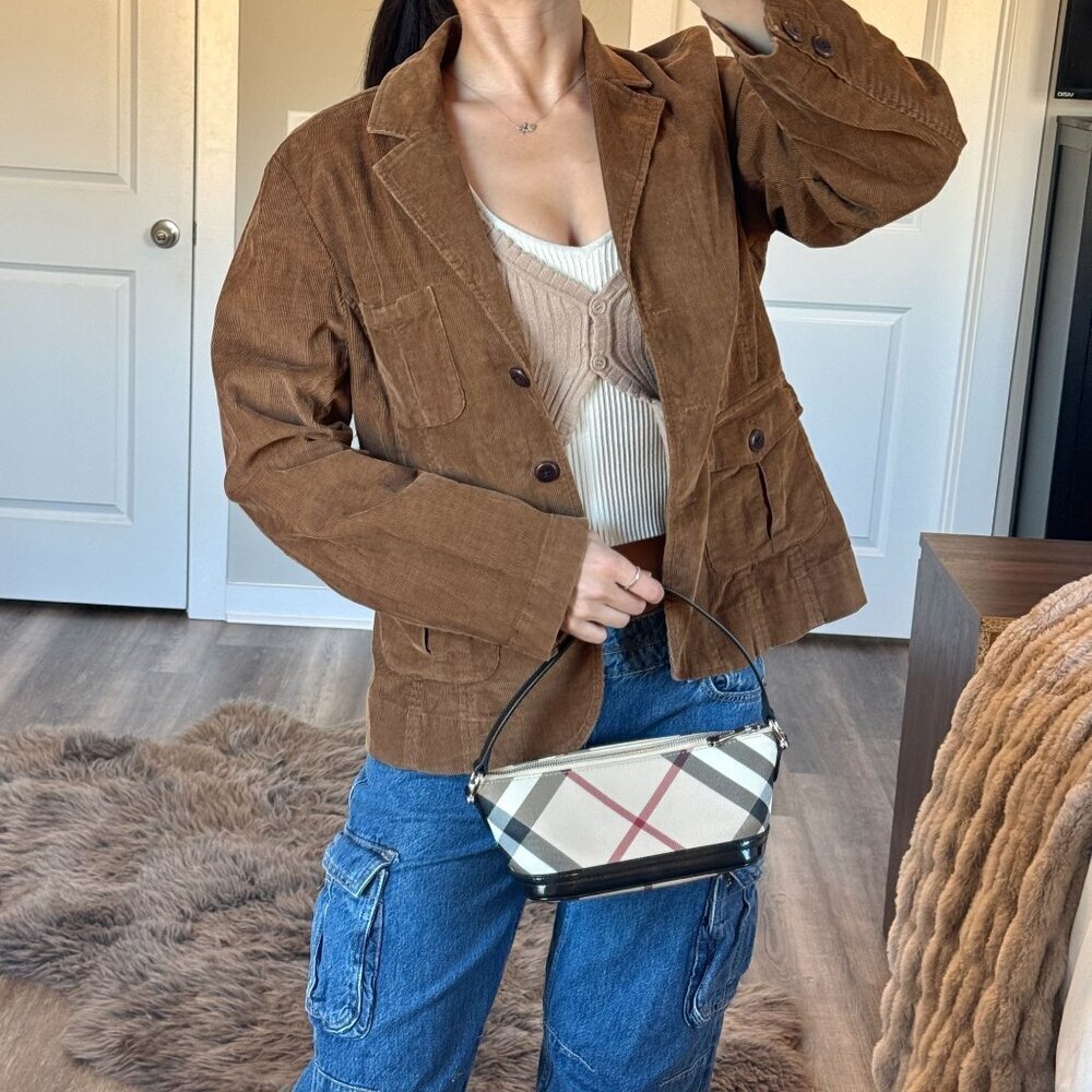 Vintage Talbots Sz 16 Y2K Brown Corduroy Jacket Blazer Academia Chore Preppy